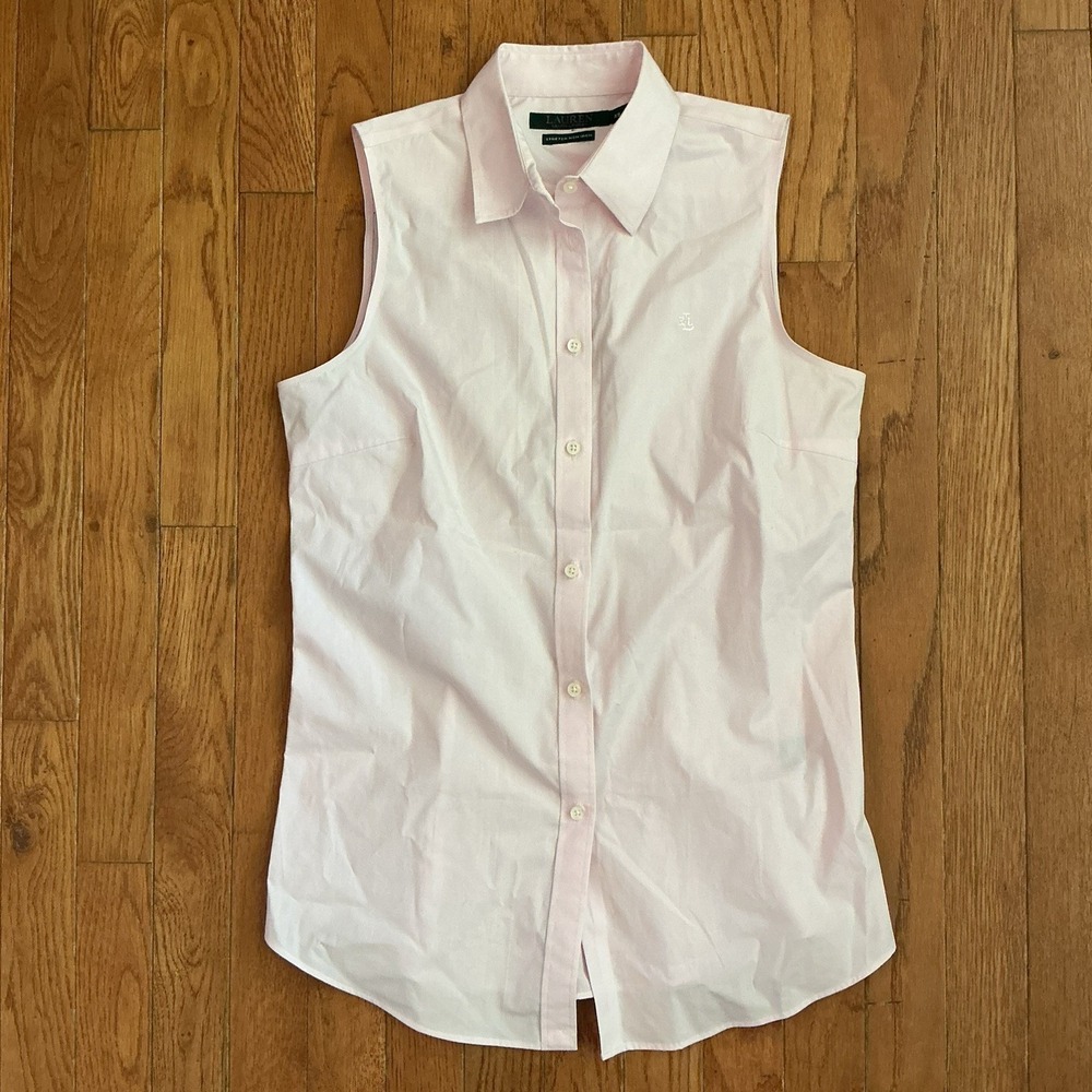 Ralph Lauren Sleeveless Non-iron Pink Shirt XSmall